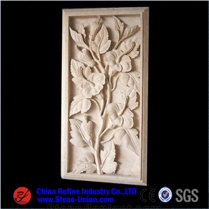 Flower Carving Ornamental Beige Marble Relief,Wall Reliefs,Relievos,Reliefsrelief Design,Relief Carving,Engraving Ideas