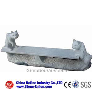 G633 Two-Cat Stone Bench,Garden Bench,Exterior Furniture,Garden Tables, Outdoor Benches,Park Benches