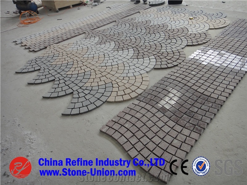 G654 Flamed Granite Mesh Paving Stone, G603 Flamed Granite Cube Stone & Pavers,Granite Cube Stone Mesh Walkway Pavers