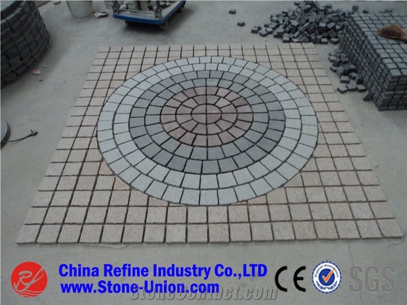 G654 Flamed Granite Mesh Paving Stone, G603 Flamed Granite Cube Stone & Pavers,Granite Cube Stone Mesh Walkway Pavers