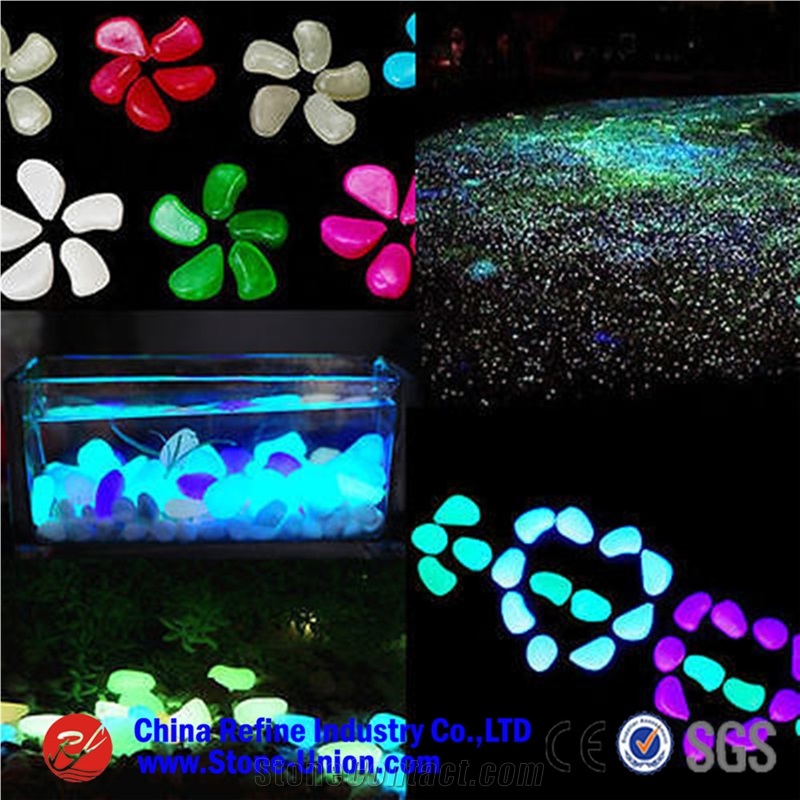 Glow in Night Natural White Pebble Stone,Night Glow Stones Colorful Gems Pebble