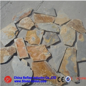 Golden Quartzite Random Flagstone,Irregular Flagstones,Flagstone Patio,Flagstone Wall,Flagstone Walkway Pavers,Flagstone Road Paving