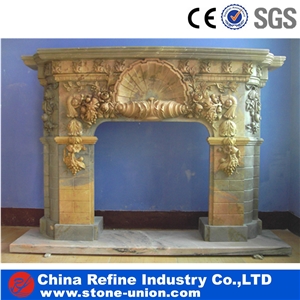 Golden Yellow Marble Fireplace in Discuont Price, Cheap Golden Fireplace,White Fireplace Mantel,Modern Fireplace Mantel,Stone Fireplace Mantel