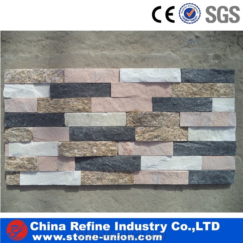 Grey Slate Culture Stone,Veneer,Quartzite Stacked Stone Wall Cladding Panel Ledge Stone Split Face Tile Landscaping Interior & Exterior Culture Stone