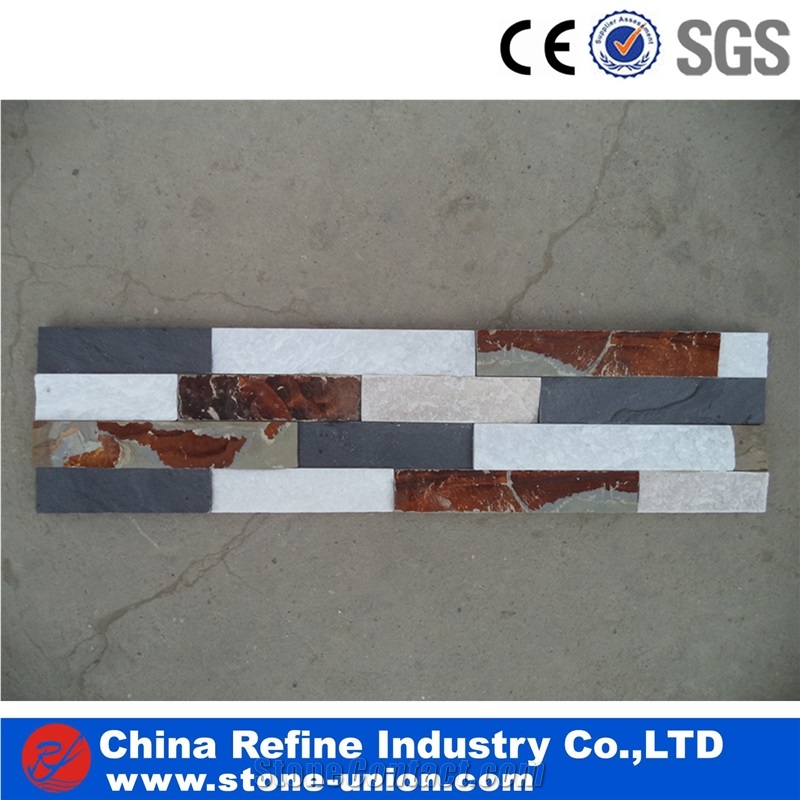 Grey Slate Culture Stone,Veneer,Quartzite Stacked Stone Wall Cladding Panel Ledge Stone Split Face Tile Landscaping Interior & Exterior Culture Stone
