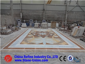 Irregular Red Marble Waterjet Pattern for Hotel Floor,China Multicolor Marble Water Jet Medallion,Square Medallions Bulding Decration