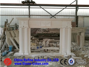Light Beige Marble Fireplace,Beige Marble Fireplace,Modern Style Fireplace,Modern Fireplace Mantel,Stone Fireplace Mantel