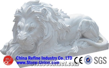 Marble Animal Sculpture Of Lion,Animal Sculptures,Garden Sculptures,Statues,Handcarved Sculptures