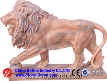Marble Animal Sculpture Of Lion,Animal Sculptures,Garden Sculptures,Statues,Handcarved Sculptures