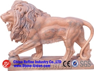 Marble Animal Sculpture Of Lion,Animal Sculptures,Garden Sculptures,Statues,Handcarved Sculptures