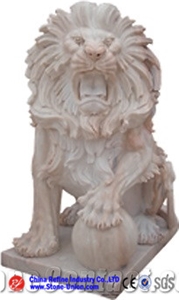 Marble Animal Sculpture Of Lion,Animal Sculptures,Garden Sculptures,Statues,Handcarved Sculptures