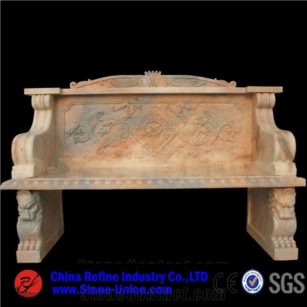 Natural Stone Bench with Back,Garden Bench,Exterior Furniture,Garden Tables, Outdoor Benches,Park Benches