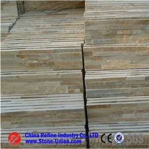P014 Yellow Slate Stone Cultured Stone Veneer,Wall Cladding,Stone Wall Decor,Stacked Stone Veneer,Feature Wall