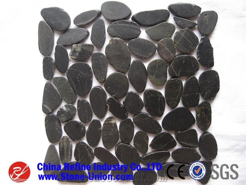 Pebble Tile Mosaic Pebble Beige Stone with Mesh,Pebble Mosaic for Bathroom&Kitchen/Interior Decoration