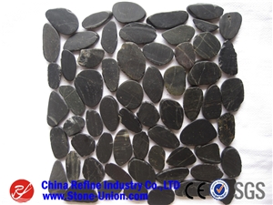 Pebble Tile Mosaic Pebble Beige Stone with Mesh,Pebble Mosaic for Bathroom&Kitchen/Interior Decoration