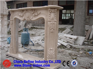 Polished Yellow Marble Fireplace Mantel/Hearth/Design/Surround, Volakas Fireplace, Western Style Fireplace