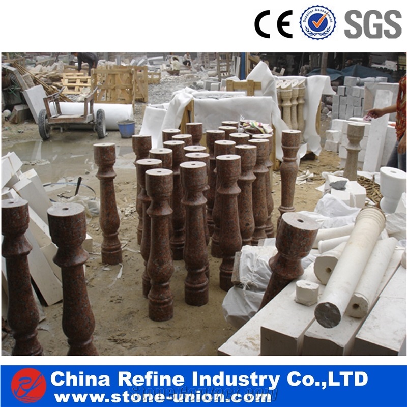 Red Granite Railings,Sunset Gold Granite Baluster,Padang Yellow Baluster,Modern Design Granite Stone Railing for Interior & Exterior Decoration