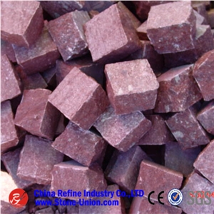 Red Porphyre Cube Stone Granite Cobble,Red Paving Stone,Natural Split Cubes,Blind Paving Stone,Walkway Pavers,Driveway Pavers