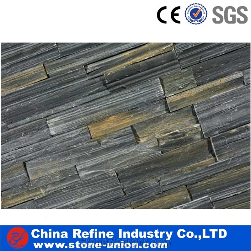 Rough Black Slate Leger Stone, Wall Panels,Slate Cultured Stone, Wall Cladding, Stacked Stone Veneer Clearance, Manufactured Stone Veneer