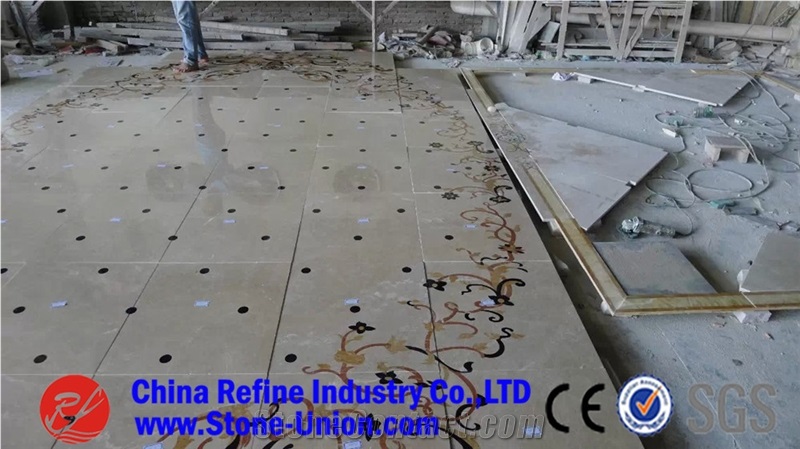 Square Mosaic Marble Waterjet Floor Pattern Medallion for Decoration,Interior Stone Waterjet Floor Medallion