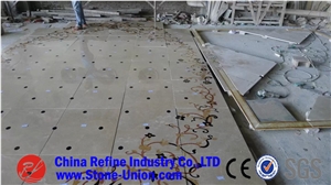 Square Mosaic Marble Waterjet Floor Pattern Medallion for Decoration,Interior Stone Waterjet Floor Medallion