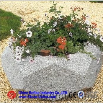 Stone Hexagonal Planter , Grey Granite Carving Flower Stand , Granite Planter Boxes & Grey Exterior Garden Flower Pots & Landscaping Planters