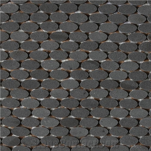 Strip Basalt Mosaic,Grey Basalt Mosaic,Stone Mosaic Tile,Grey Stone on Net 2.4x2.4cm,Basalto,Andesite,Walling Natural Honed Mosaic