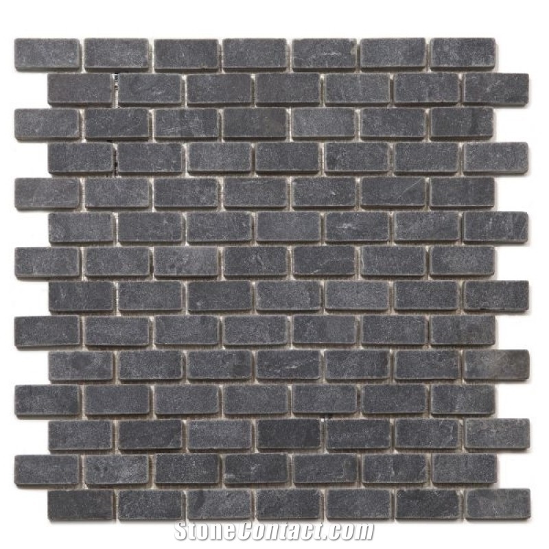 Strip Basalt Mosaic,Grey Basalt Mosaic,Stone Mosaic Tile,Grey Stone on Net 2.4x2.4cm,Basalto,Andesite,Walling Natural Honed Mosaic