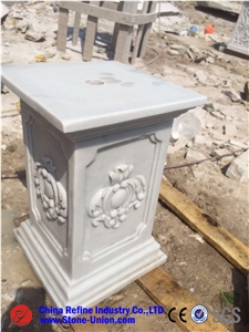 White Grainte Round Planter Pots,Granite Carved Flower Pot