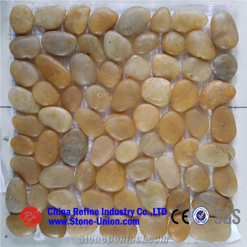 Yellow Pebble Stone,River Stone,Polished Mixed Colors Pebbles,Yellow Color Pebble