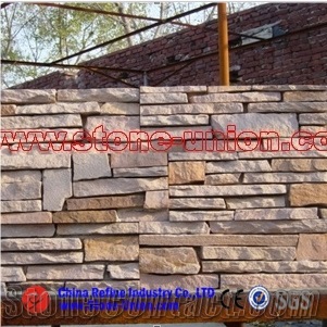 Yellow Quartzite Cement Culture Stone,Wall Cladding, Stone Wall Decor,Stacked Stone Veneer, Feature Wall,Split Face Culture Stone,Exposed Wall Stone