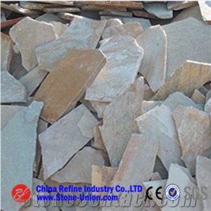 Yellow Small Random Slate Tiles,Random Flagstones,Irregular Flagstones,Flagstone Wall,Flagstone Walkway Pavers,Flagstone Road Paving