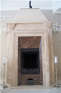 Daino Reale Marble, Marron Emperador Marble Fireplace Design Daino Reale Marble, Marron Emperador Marble Fireplace Design