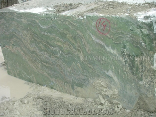 Own Quarry - China Green Spray Wave Granite Block,Verde Juparana Blocks in Stock