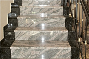 Emerald Pearl- Juparana Grey Granite Stair