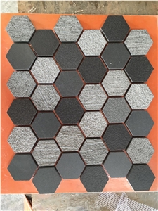 Black Basalt Polished,Honed Mosaic Tiles