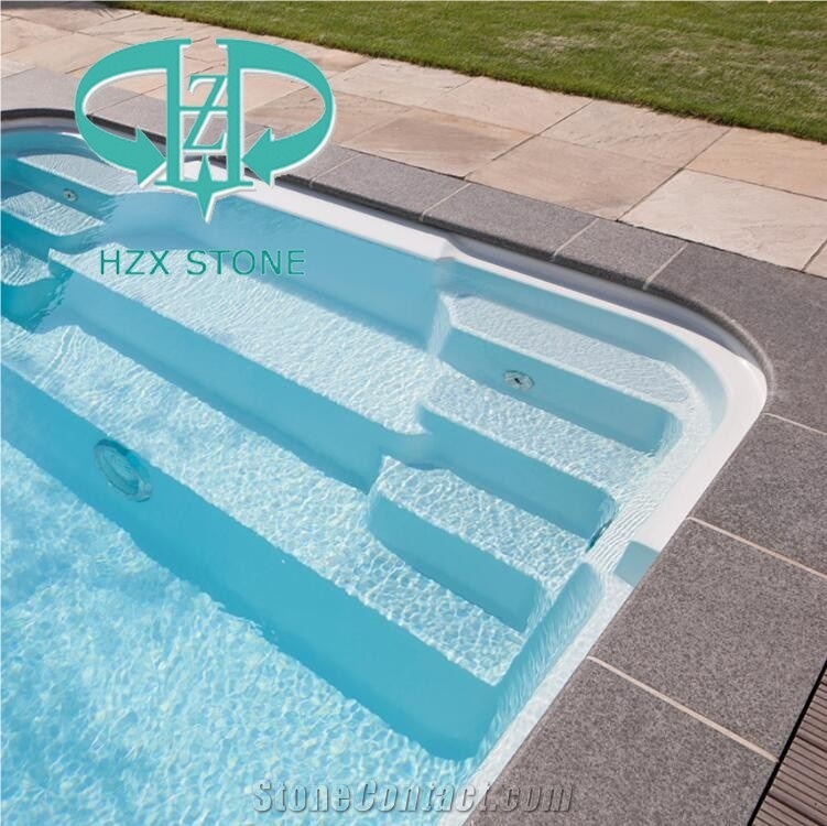 Full/Half Bullnose White/Grey/Black Granite Swimming Pool Coping Tiles,Pool Terrace Stone,Pool Pavers,Pool Decks