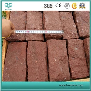 Hzx Red Porphyry/Pineapple for Flooring/Paving Stone/Cobble Stone/Landscaping Cubes Paver/Cobble/ Floor Covering