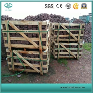 Hzx Red Porphyry/Pineapple for Flooring/Paving Stone/Cobble Stone/Landscaping Cubes Paver/Cobble/ Floor Covering