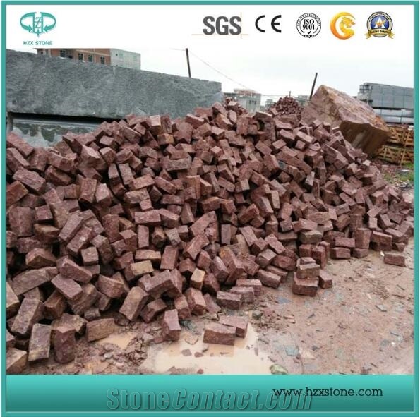 Hzx Red Porphyry/Pineapple for Flooring/Paving Stone/Cobble Stone/Landscaping Cubes Paver/Cobble/ Floor Covering