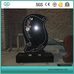 Shanxi Black/G603/Aurora/G654 American Customized Gravestone, Polished Granite, Granite Tombstone Weeping Angel Design Granite for Monument,Grave