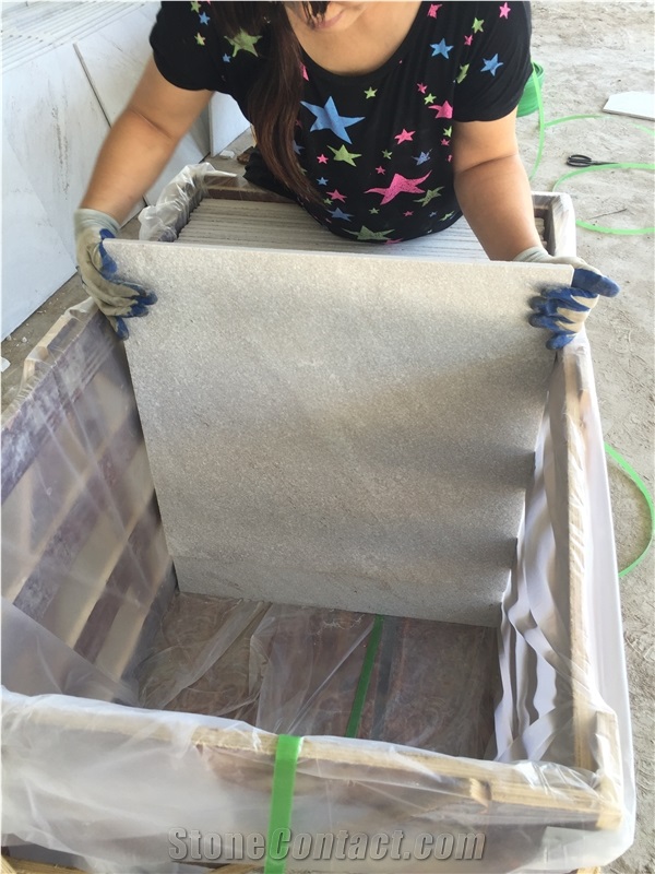 China White Quartzite Flamed Tile Spa White Quartzite Tile for Project