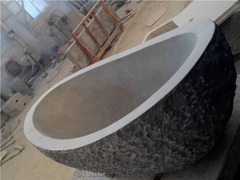 Customized Design Stone Bathtub Nero Impala Stone Bath Tubs for Hotel