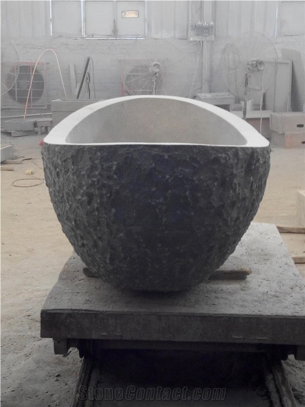 Customized Design Stone Bathtub Nero Impala Stone Bath Tubs for Hotel