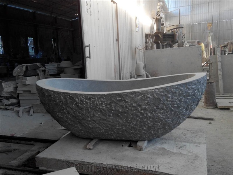 Customized Design Stone Bathtub Nero Impala Stone Bath Tubs for Hotel