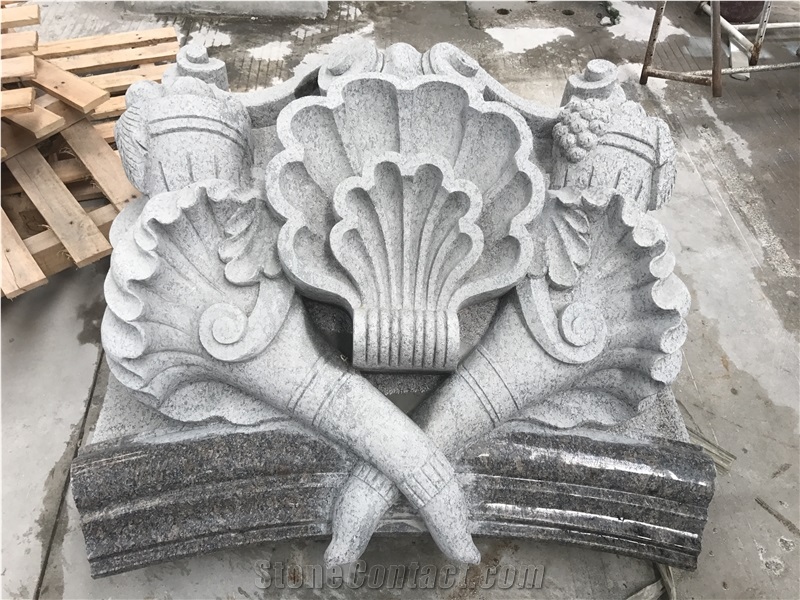 Grey Granite Stone Handcraft Art Design,Granite Flower Saculpture for Garden Decoration