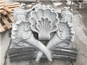 Grey Granite Stone Handcraft Art Design,Granite Flower Saculpture for Garden Decoration