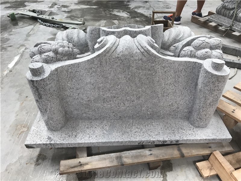 Grey Granite Stone Handcraft Art Design,Granite Flower Saculpture for Garden Decoration
