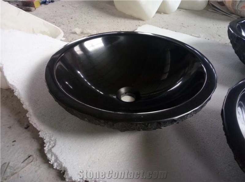 Honed Granite Rectangle Sink Absolute Black Honed Vessel Sinks for Hotel