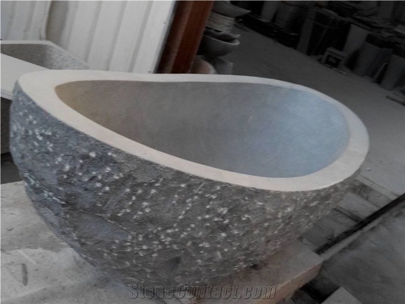 Rough Finish Stone Bathtubs Granite Stone Nero Impala Bathtubs for Hotel
